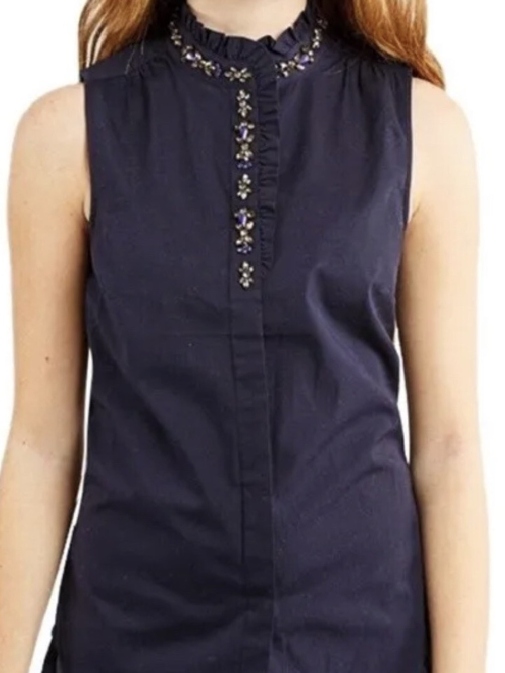 J. Crew Ruffled Rhinestone Top - size 2 - Picture 2 of 3